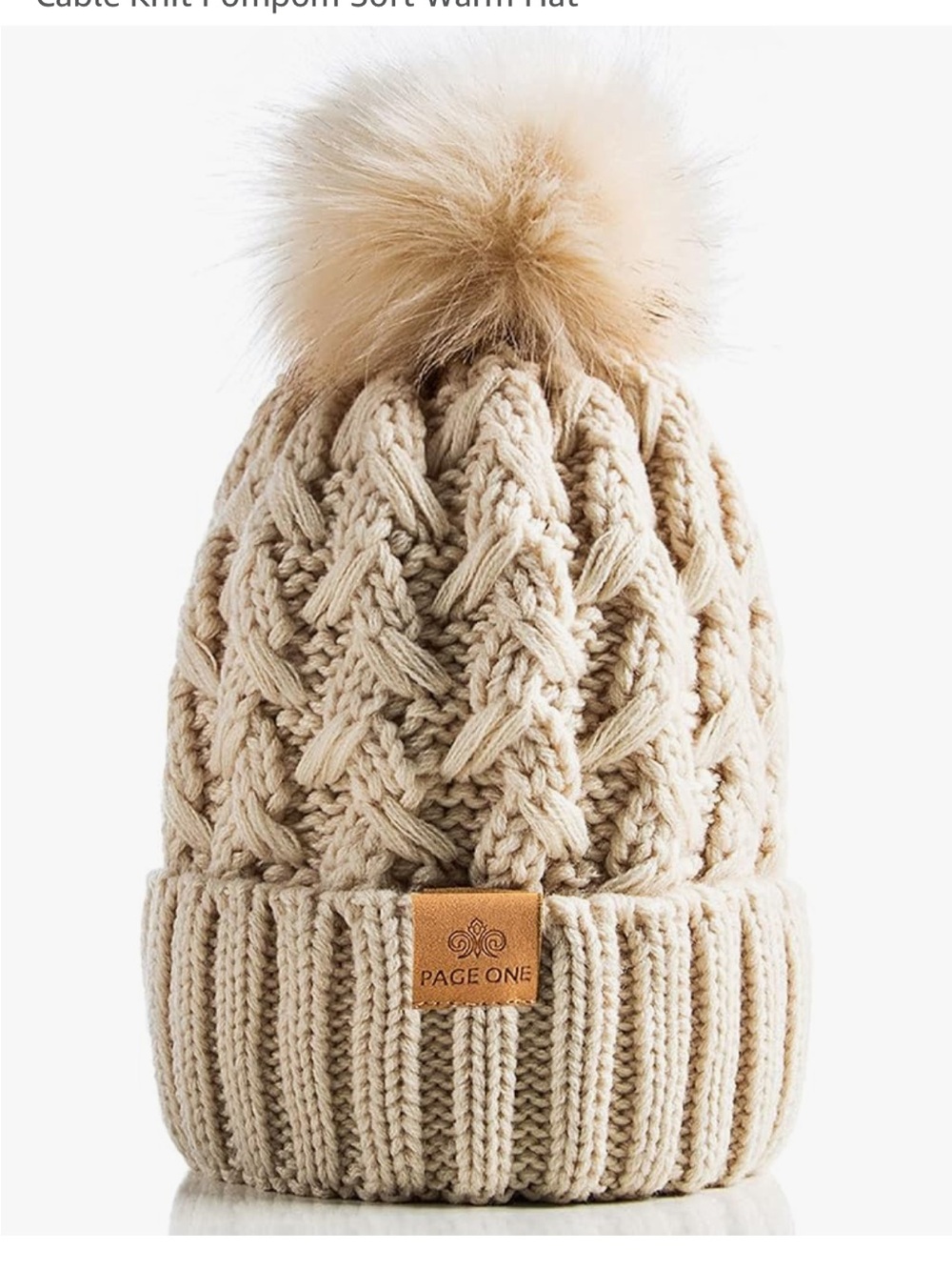 Womens Winter Ribbed Beanie Crossed Cap Chunky
Cable Knit Pompom Soft Warm Hat